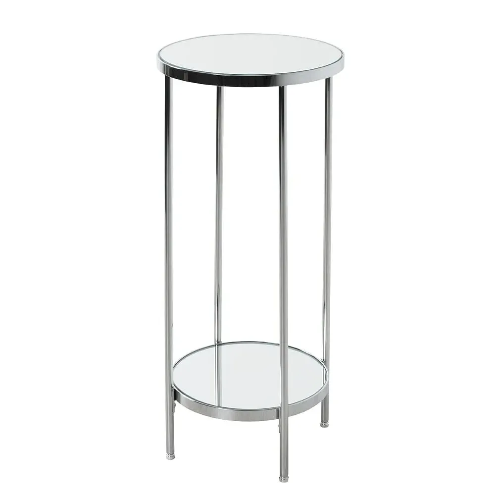 Pulaski Round Mirrored Flower Column - Chrome