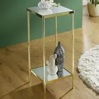 Pulaski Square Mirrored Flower Column - Brass