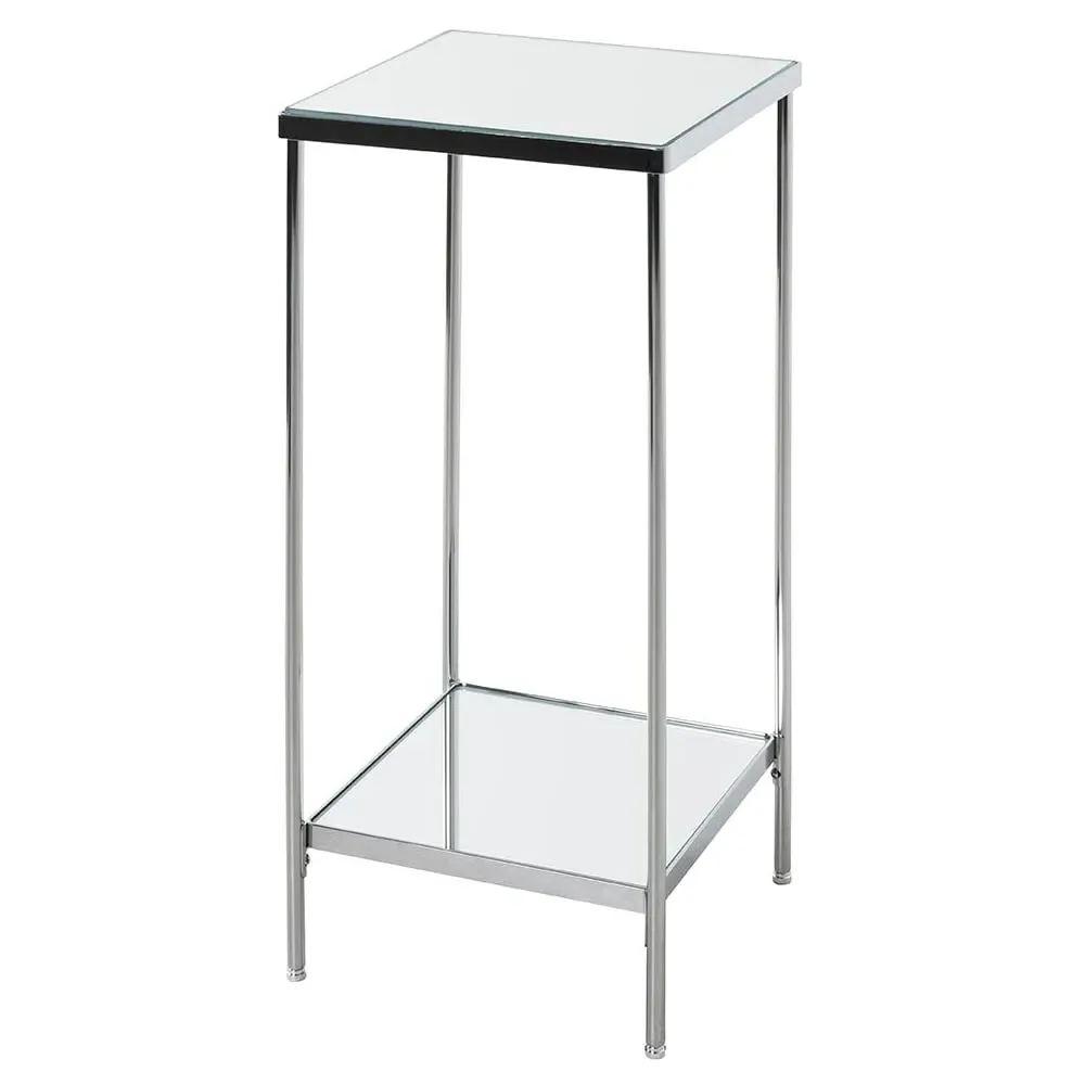 Pulaski Square Mirrored Flower Column - Chrome