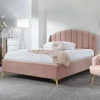 Pulford Double Ottoman Bed with Storage - Blush Pink, Velvet