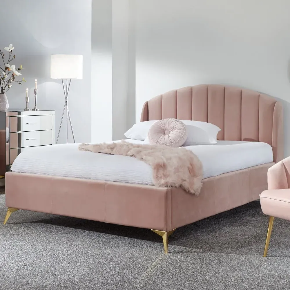 Pulford Double Ottoman Bed with Storage - Blush Pink, Velvet image