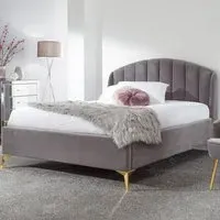 Pulford Double Ottoman Bed with Storage - Grey, Velvet