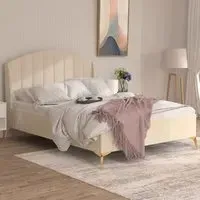 Pulford Double Ottoman Bed with Storage - Natural, Velvet