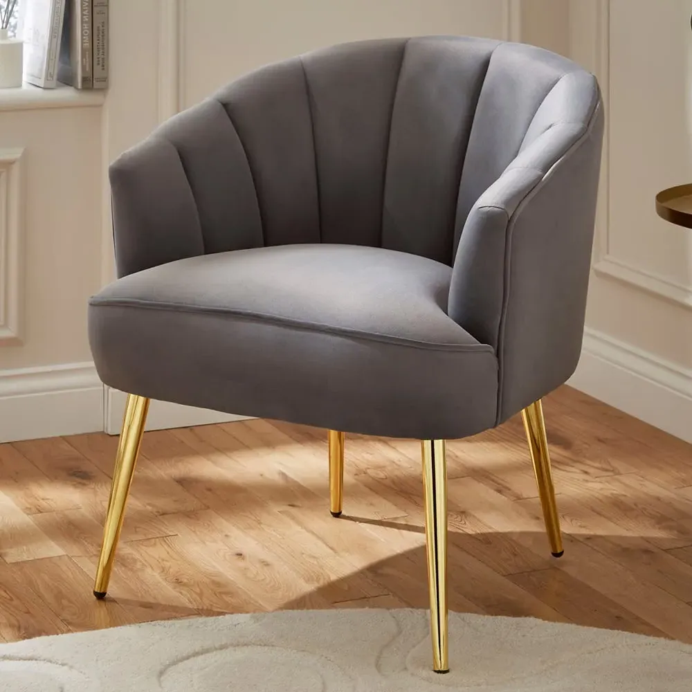 Pulford Velvet Accent Chair - Grey, Velvet