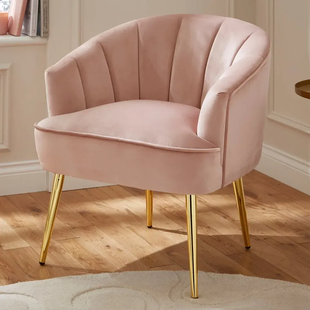 Pulford Velvet Accent Chair - Pink, Velvet