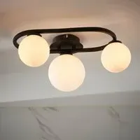 Pulsa Semi Flush Bathroom Light - Black, Glass