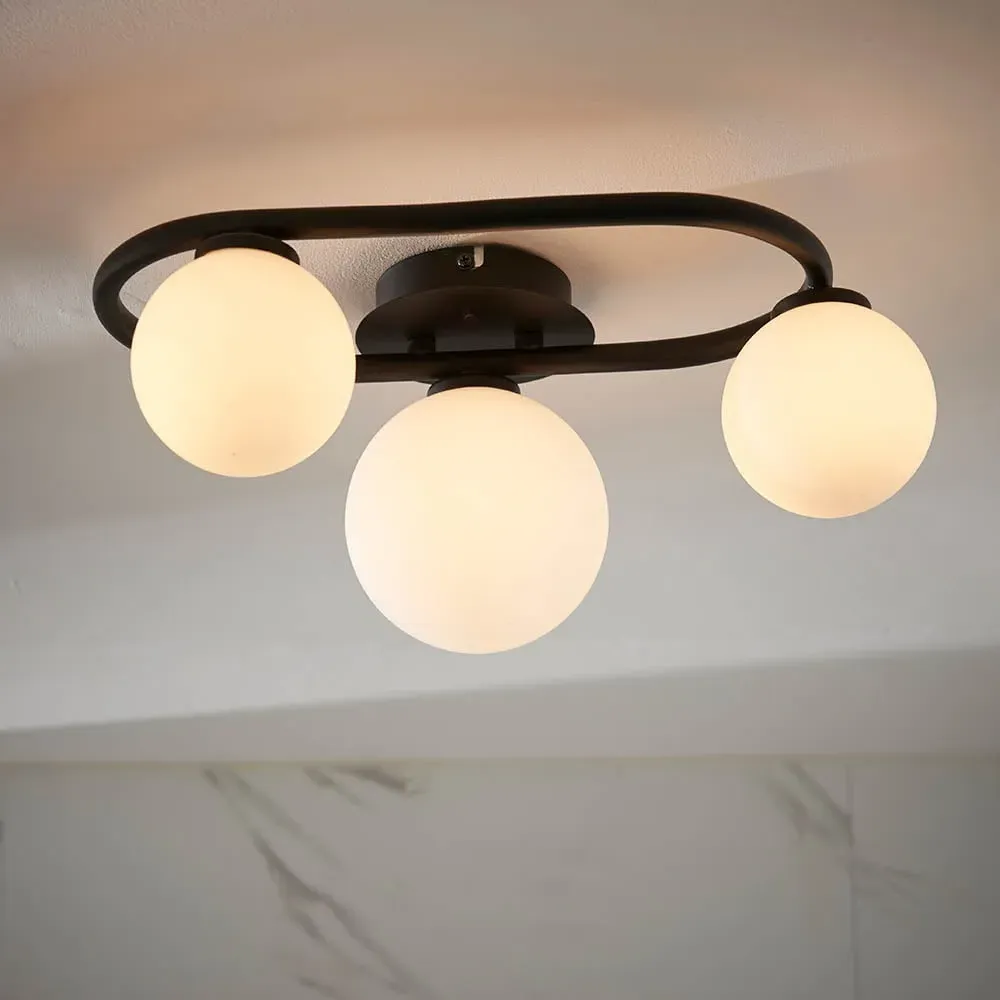 Pulsa Semi Flush Bathroom Light - Black, Glass image