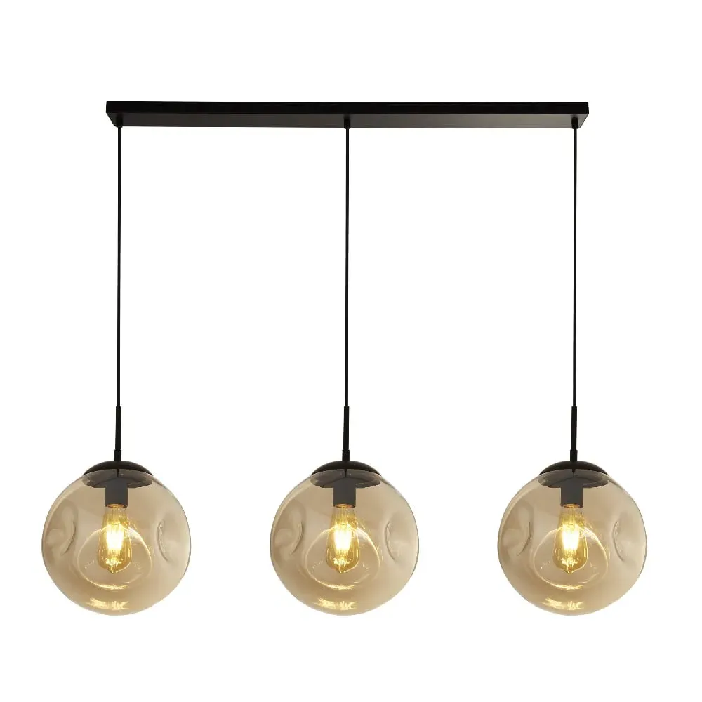Punch 3-Light Champagne Glass Bar Pendant Light - Black