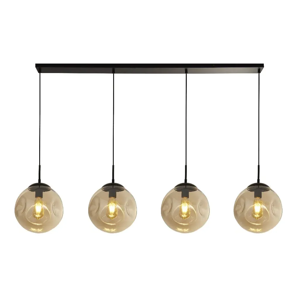 Punch 4-Light Champagne Glass Bar Pendant Light - Black