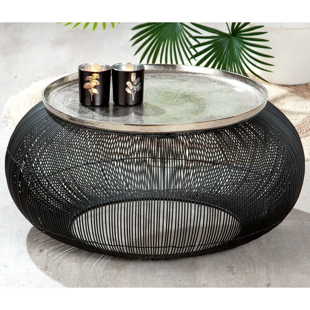 Puntual Aluminium Side Table - Silver, Black