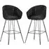 Puqi High Back Bar Stools In Pair - Black, Rattan