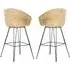 Puqi High Back Bar Stools In Pair - Natural, Rattan