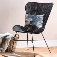 Puqi Wing Accent Chair - Black, Rattan