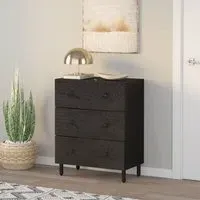 Purbeck 3-Drawer Chest - Black, Mango Wood