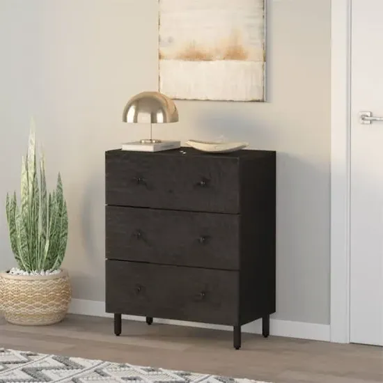Purbeck 3-Drawer Chest - Black, Mango Wood image
