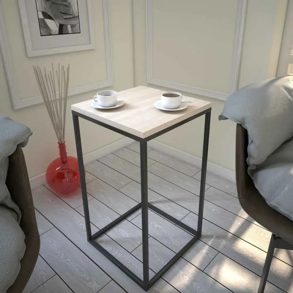 Pure Side Table with Black Metal Frame - Oak, Particleboard product