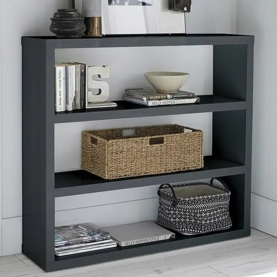 Purer High Gloss Bookcase with 4 Shelves - Charcoal, MDF image