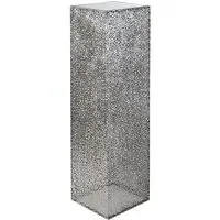 Purley Large Glass Metal Decorative Pillar - Silver