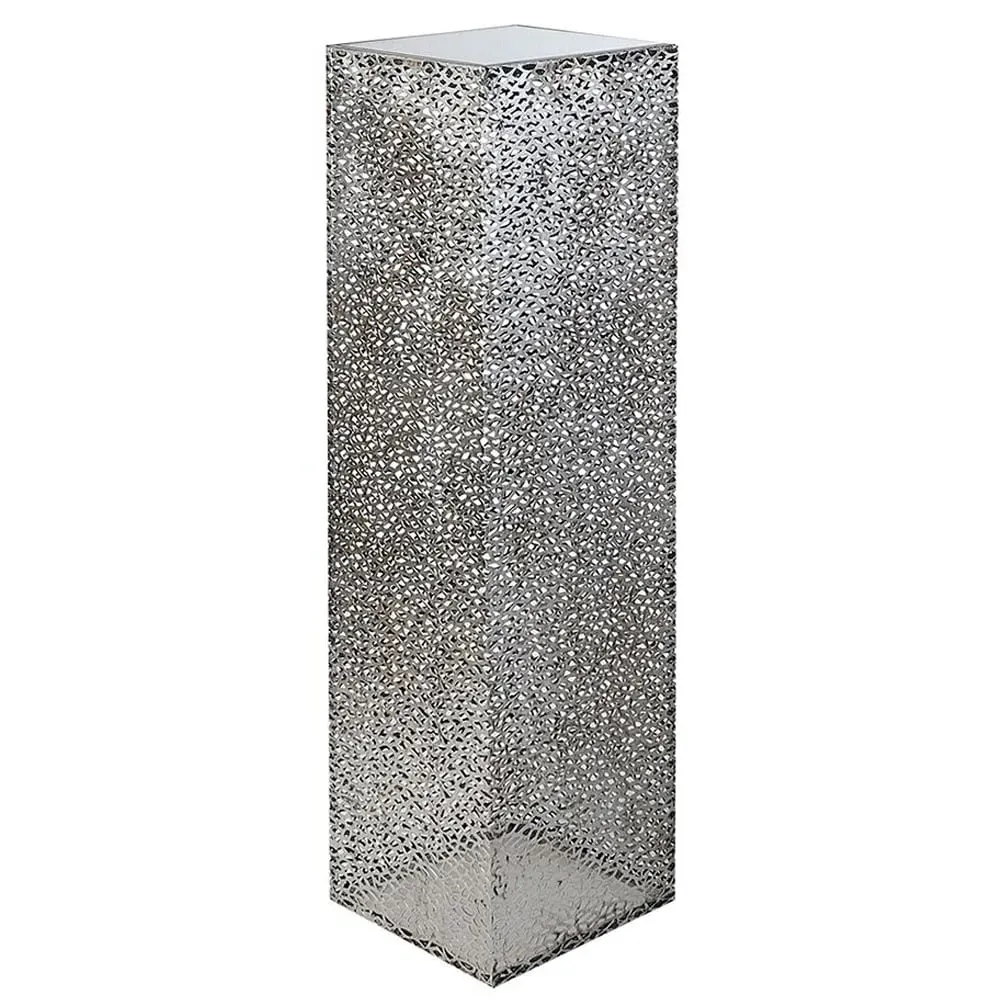 Purley Large Glass Metal Decorative Pillar - Silver