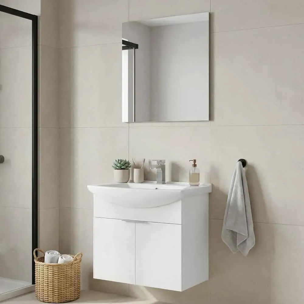 Purus 650mm Wall Mounted Bathroom Furniture Set 2 Doors - White product