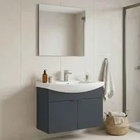 Purus 800mm Wall Mounted Bathroom Furniture Set with 2 Doors - Anthracite, Melamine alternate view