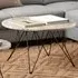 Putnam Round Coffee Table with Black Legs - Grey Brown, Marble