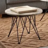 Putnam Round Side Table - Grey Brown, Marble