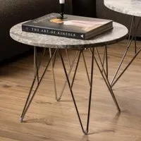 Putnam Round Side Table - Grey Brown, Marble