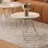 Putnam Round Side Table with Chrome Legs - Beige, Travertine