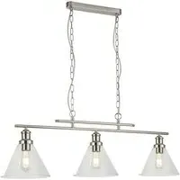 Pyramid 3 Light Pendant Light - Satin Silver, Glass