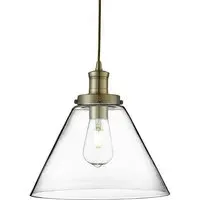 Pyramid Pendant Light - Antique Brass, Glass
