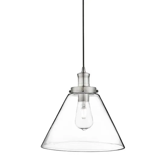 Pyramid Pendant Light - Satin Silver, Glass