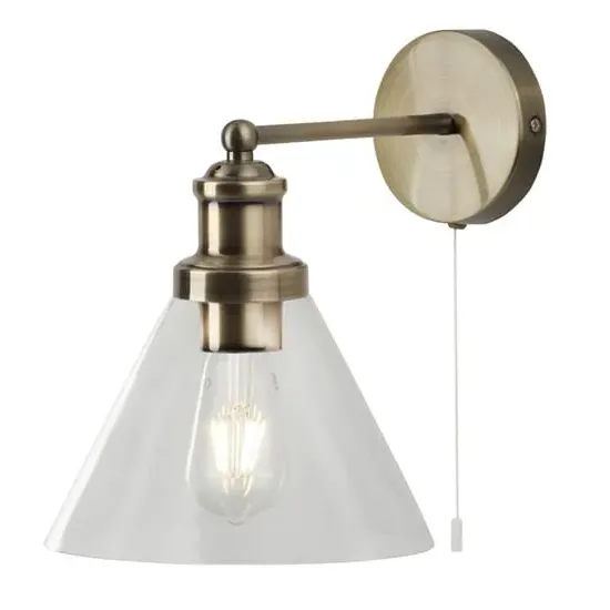 Pyramid Wall Light - Antique Brass, Glass image