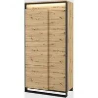 Qesso 2-Door Wardrobe with LED - Artisan Oak