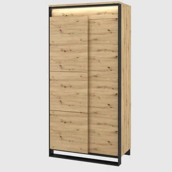 Qesso 2-Door Wardrobe with LED - Artisan Oak