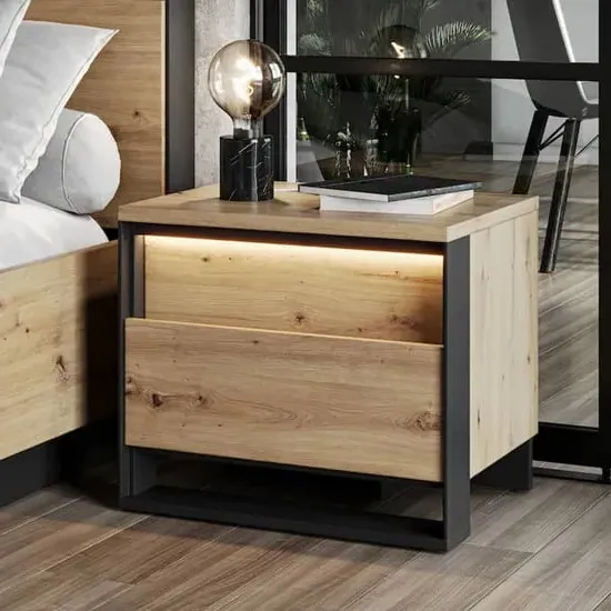 Qesso Bedside Table with LED - Artisan Oak image