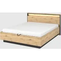 Qesso King Size Ottoman Bed with LED - Artisan Oak