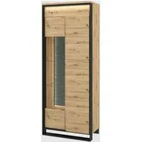 Qesso Tall Display Cabinet with LED - Artisan Oak