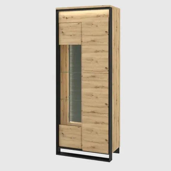 Qesso Tall Display Cabinet with LED - Artisan Oak