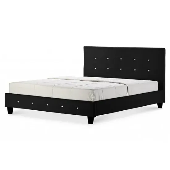 Qiana Single Bed Frame - Black, PU Leather
