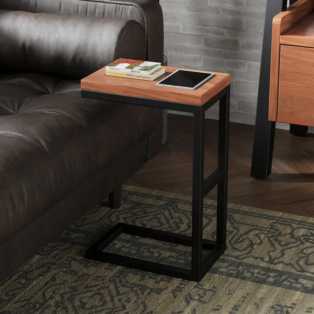 Qimera Side Table with Shelf - Natural, Acacia Wood product