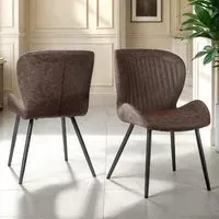 Qinson Dining Chairs Set of 2 - Brown, Faux Leather