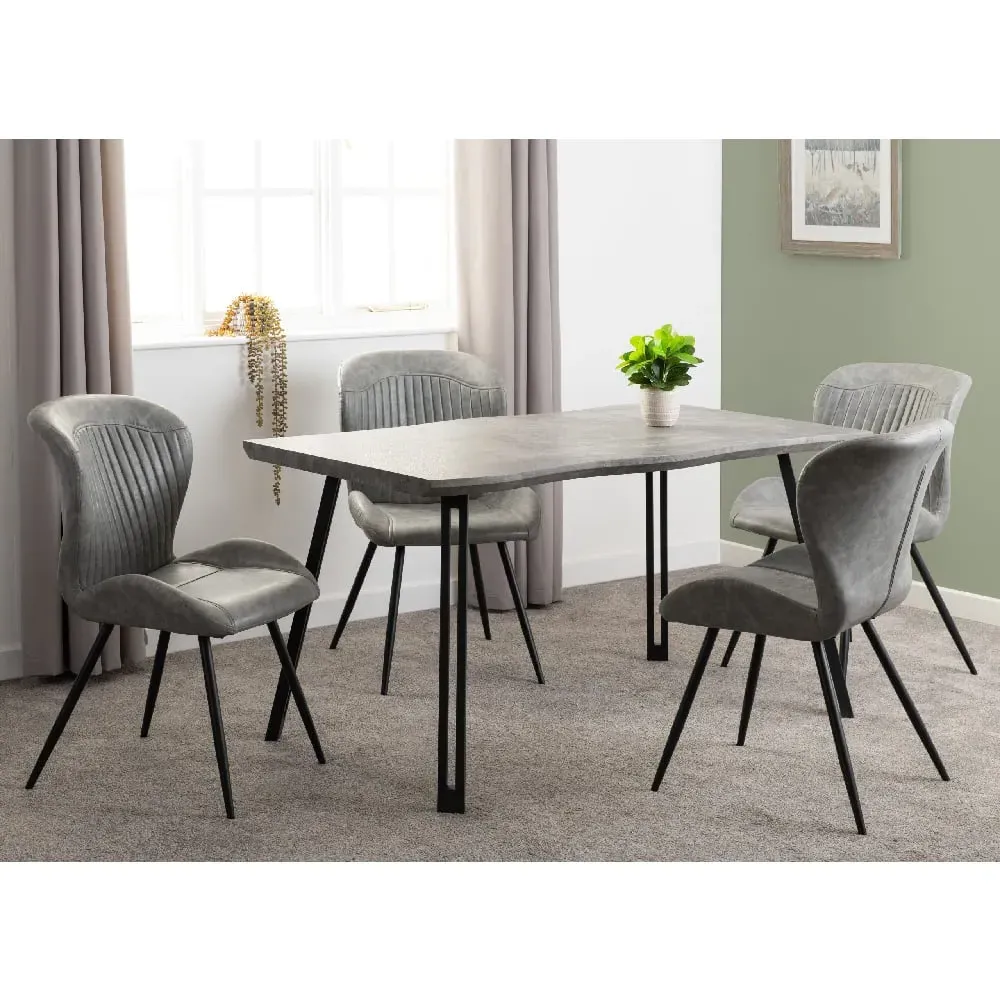 Qinson Dining Table with 4 Chairs - Grey, Concrete Effect image
