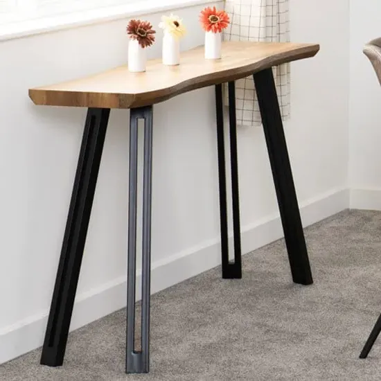 Qinson Wave Edge Console Table - Oak Effect image