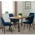 Qinson Wave Edge Dining Table with 4 Avah Chairs - Blue, Oak