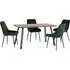 Qinson Wave Edge Dining Table with 4 Avah Chairs - Green, Oak