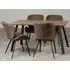 Qinson Wave Edge Dining Table with 4 Chairs - Brown, Oak