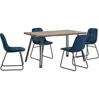 Qinson Wave Edge Dining Table with 4 Lyster Chairs - Blue