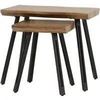 Qinson Wave Edge Set of 2 Nest Tables - Oak