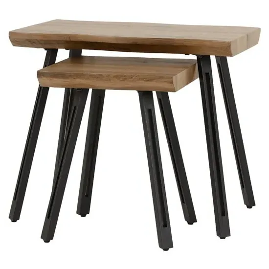 Qinson Wave Edge Set of 2 Nest Tables - Oak image